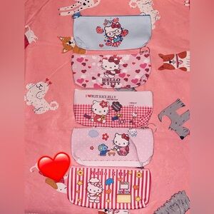 Hello Kitty Kids Pencil Pouch Set - Pink, Red, and Blue